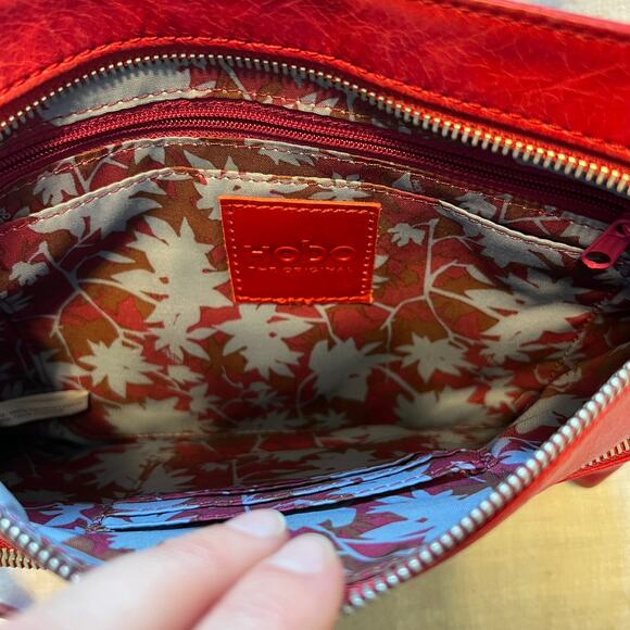 Hobo Crossbody Long Strap Red Leather Purse - Picture 7 of 12
